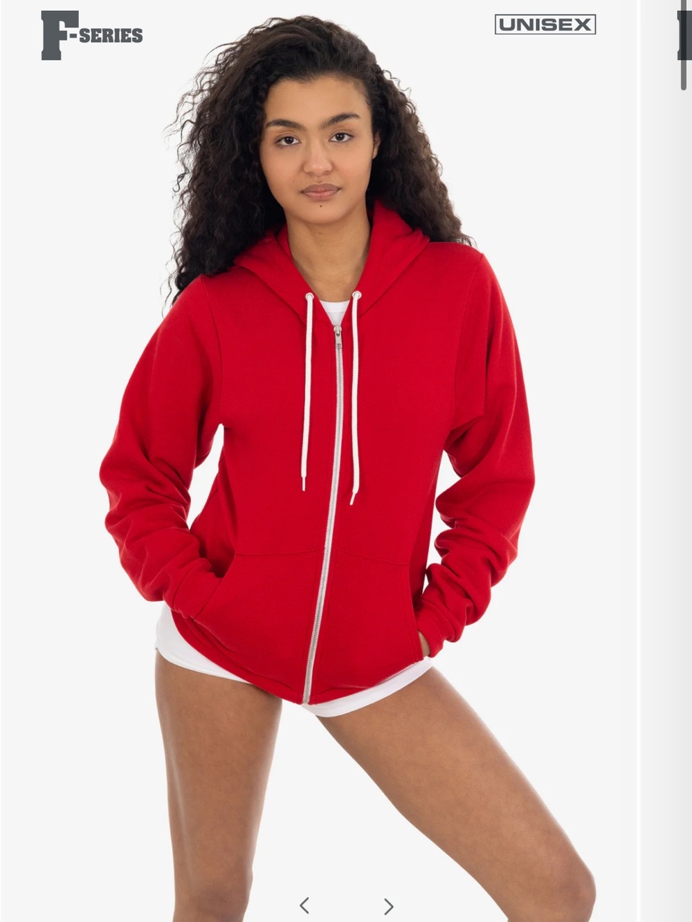 NWT Los Angeles Apparel Red Flex Fleece Zip Hoodie F97 Unisex